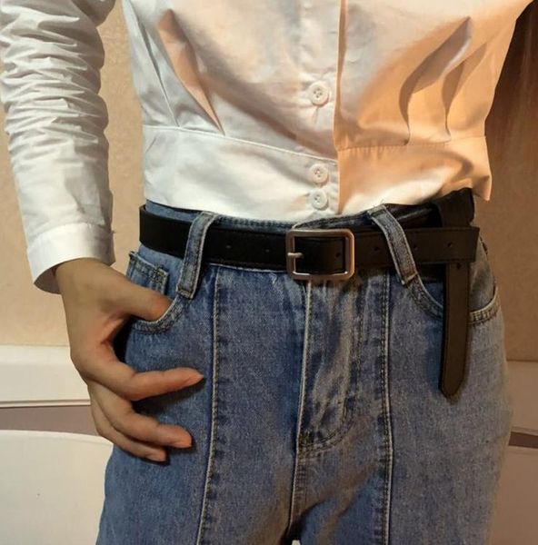 

pu кожаные женщины ремни тонкий пояс женские ремни прямоугольник металлический штырь пряжки ремни для женщин леди леди леди джинсы студент д, Black;brown