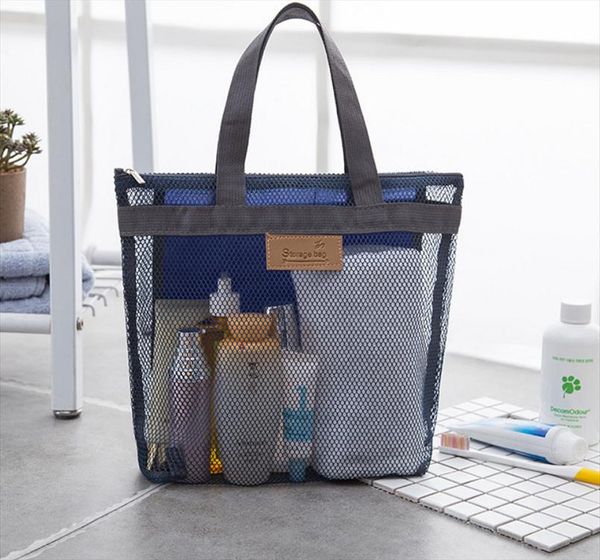 

fashion travel toiletries storage bag solid mesh zipper handbag cosmetic wash storage bag makeup