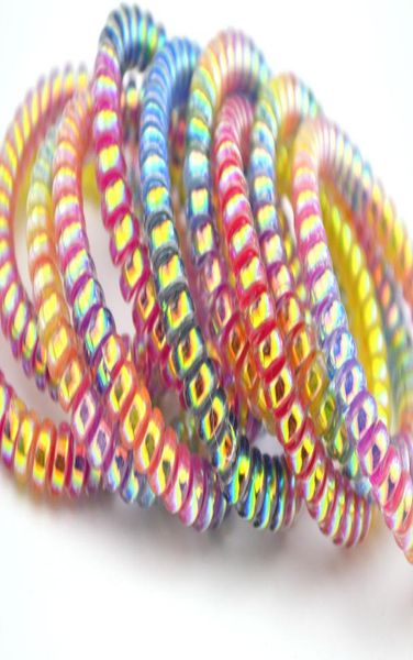 

5см красочные elastic rubber hairband телефонный провод tie веревка бэнд хвостик аксессуары для волос sqcyll homes2007, Silver