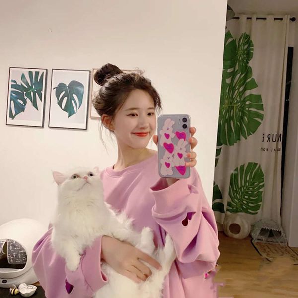 

1dwzhao lusi same pink love rabbit for vip 12 pro max case 11 xr x xs mini creative personality 8plus 7p / se2 lovely