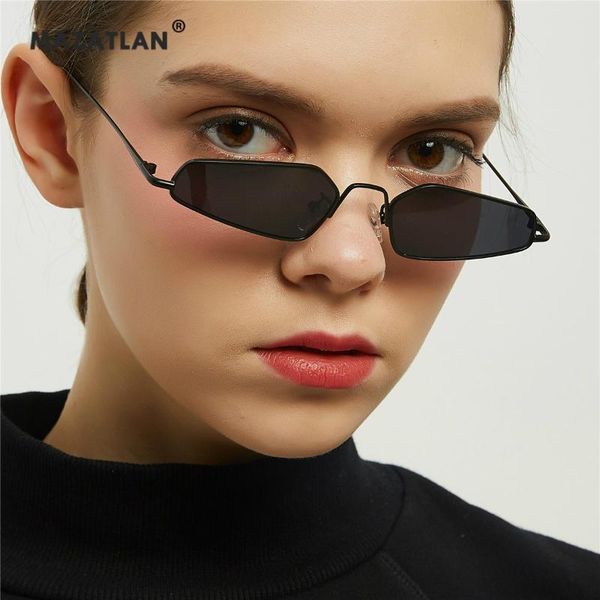 

metal pointed cat eye sunglasses for women men retro ultra small box polygonal glasses female male hip hop metal punk, White;black