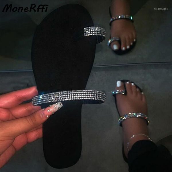 

slippers crystal flip flops women bling flats silver sandals roman beach shoes summer ladies diamonds sandals1, Black