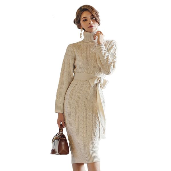 

high female neck thin temperament dress in wool fashion ladies long sleeve knit sweater gown autumn r60 zfgv, Black;gray