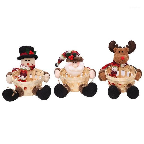 

christmas decorations candy storage basket merry party santa claus snowman reindeer gift box decoration1