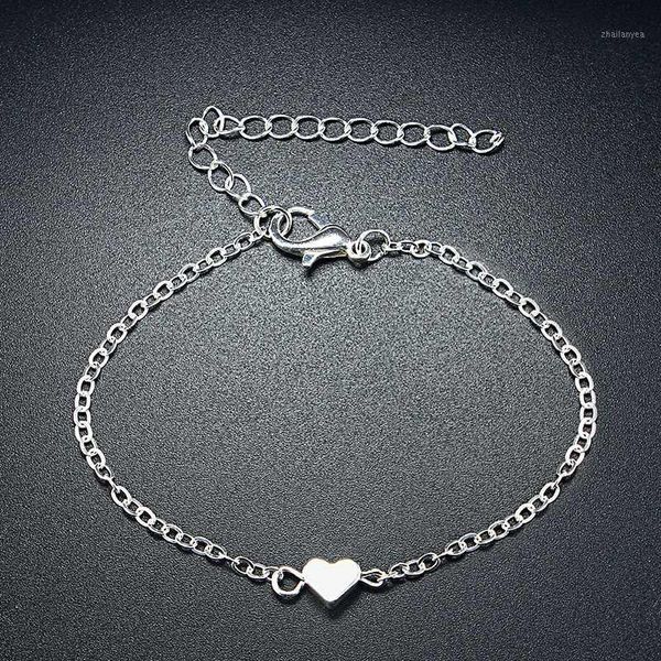 Braccialetti di fascino 1pcs Bellissimo tono argento /oro Colore forma del cuore Delicate braccialetti minimalisti Braccialetta a catena sottile1