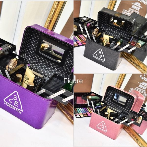 

qh54q новые четыре открытых хранения многофункционального корпуса потенциала женщины корейский портативный большой мешок косметического мешо