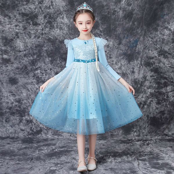 

and snow long sve princs ice girl's drs foreign sle children's aisha autumn skirt, Red;yellow