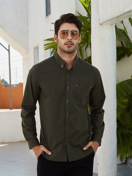 

men pocket patched shirt without c1ih#, White;black