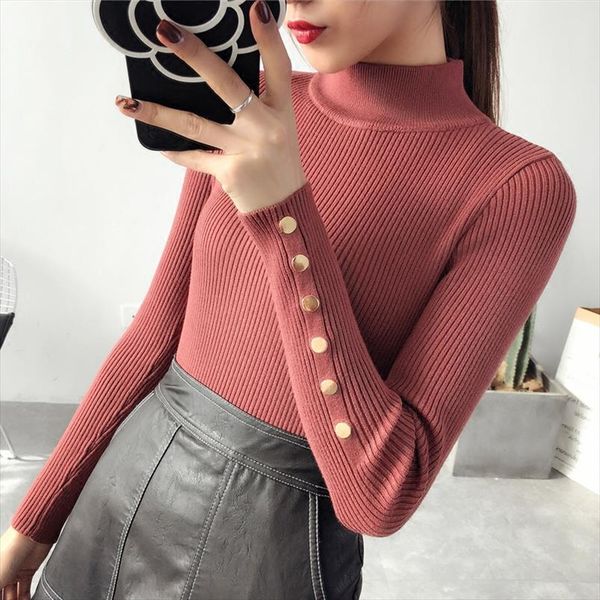 

ohcloth свитера женской половина downneck женского утолщения 2019 новые зимний свитер тонких все матчи упругого вяжут моду тонкого свитера, White;black