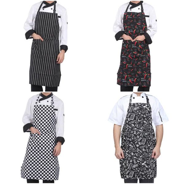 

adjustable pattern chef aprons waiter kitchen cook apron bib dress for restaurant baking womens mens 4 styles 57*70cm