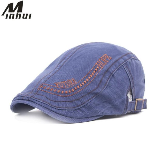 

berets minhui 2021 fashion beret hats for men spring flat cap caps gorras hat, Blue;gray