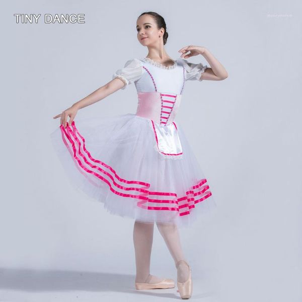 

short sleeve ballet dance tutu with pink ribbon trim leotard dress performance costume ballerina tutus for girls 200151, Black;red