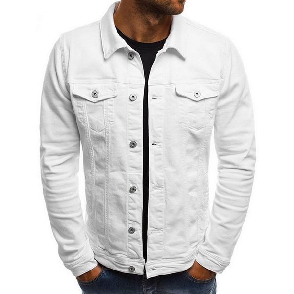 

2021 solid color jeans jackets men fashion autumn slim jackets mens casual denim coats turn-down collar streetwear, Black;brown