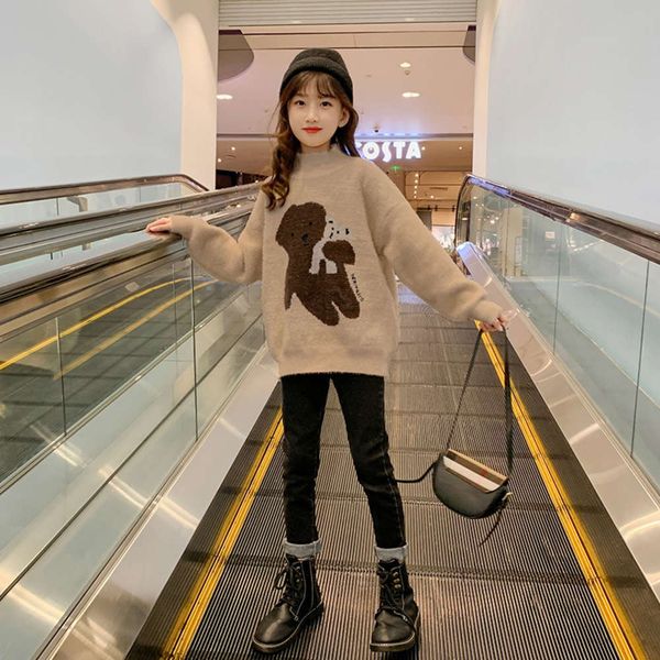 

girls' plush pullover 2020 new children's autumn and winter mink cashmere kids' thickened turtleneck sweater 4ygk, Blue