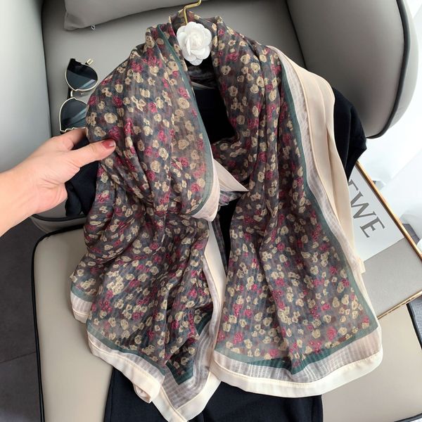 

2021 new design leopard dot cotton viscose shawl scarf printing neckerchief autumn winter hijab scarves, Blue;gray