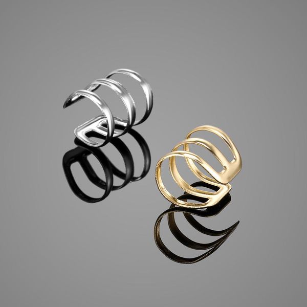 

1pc copper alloy clip on wrap earring tragus 3 rings ear cuff clip nose ring fake piercing body jewelry earrings for q jlldso, Silver