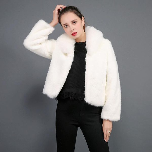 

women's fur & faux 2021 jacket women coats woman pink coat, Black