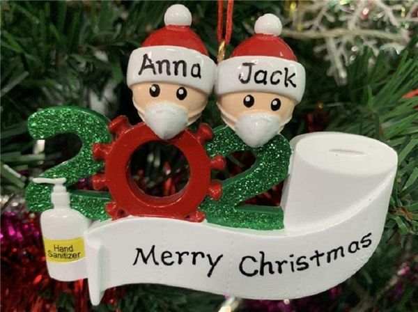

christmas ornament 2020 decorations quarantine personalized survived family of 2 with face masks and hand sanitized new