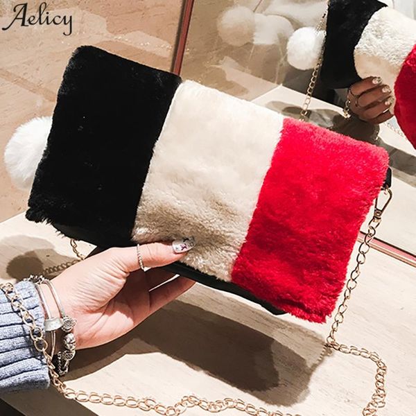 

aelicy new ladies color matching plush shoulder bag autumn and winter wild fashion ladies autumn and winter color crossbody bag