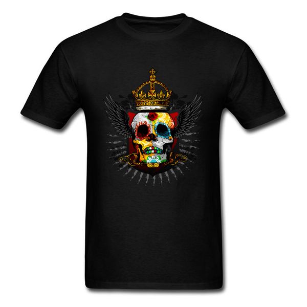 

sport new coming skull king tee shirt for male classic art design men's black t-shirts halloween fashion customized clothes