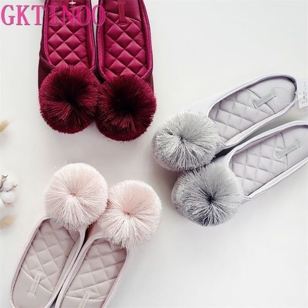 

gktinoo autumn winter warm women home slippers soft non-slip indoor shoes cute house slip on flat slides ladies fur slippers y200706, Black
