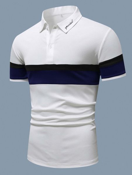 

men color block letter graphic polo shirt e1lf#, White;black