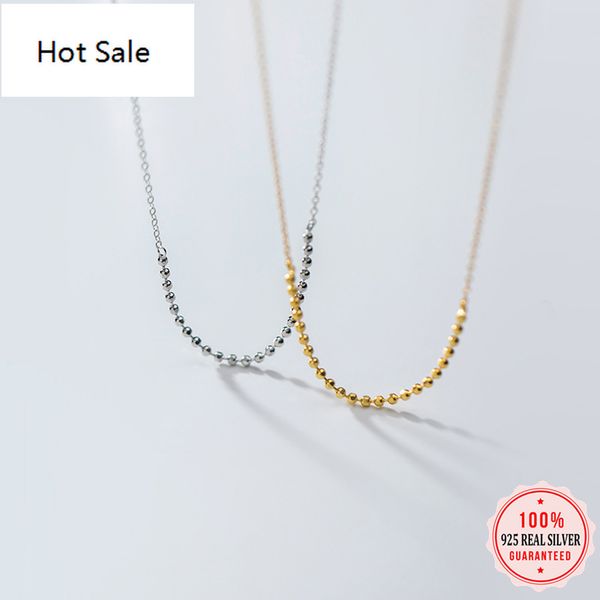 

genuine 925 sterling silver sweet beads chain pendant short necklace for women girl friend birthday jewelry gift, Black