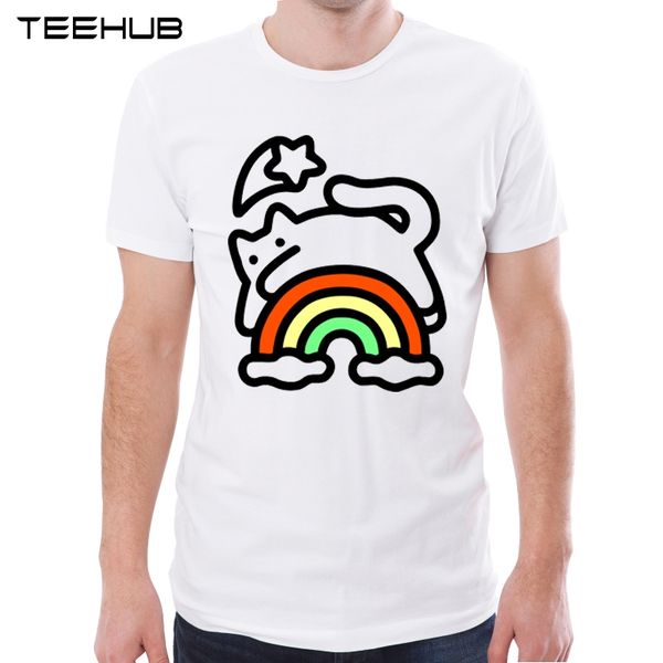 

teehub rainbow cat classic men t-shirt short sleeve hipster cartoon cat printed men's cute tee shirts sport hooded sweatshirt hoodie