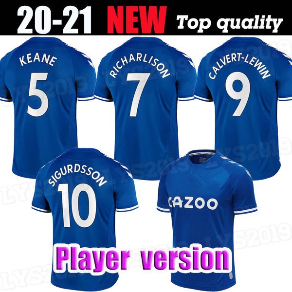 

player version 2021 kean soccer jersey 20/21 richarlison sigurdsson everton football shirt 2020 andre gomes keane bernard walcott tosun, Black;yellow