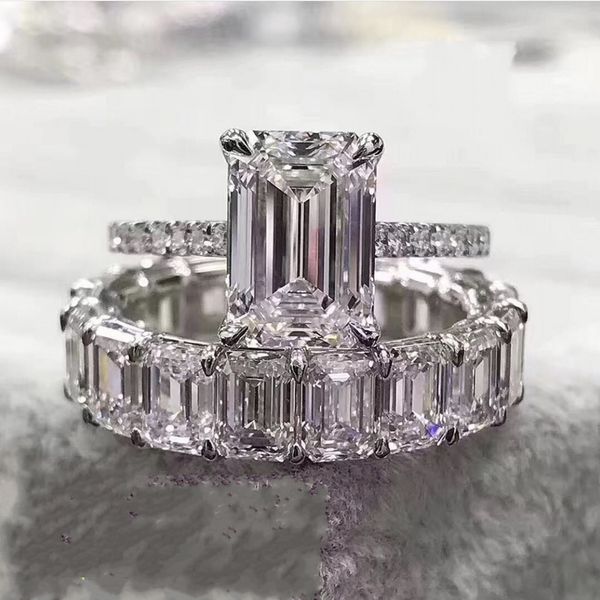 

алмазные luxury emerald 100% создан коктейль 925 cut sterling silver wedding engagement женщины муассанит кольцо диапазона изящных ювелирных