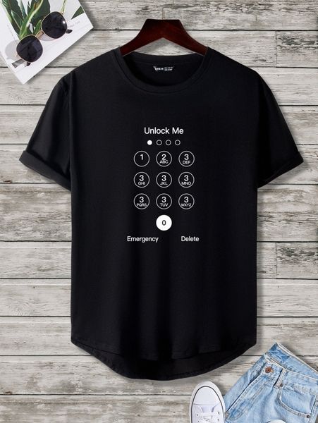 

men number and letter graphic tee l7ix#, White;black