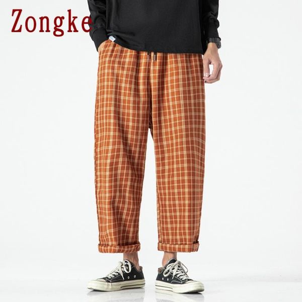 

zongke plaid mens pants hip hop harem pants men clothing mens trousers jogger harajuku sweatpants 2020 new m-5xl, Black