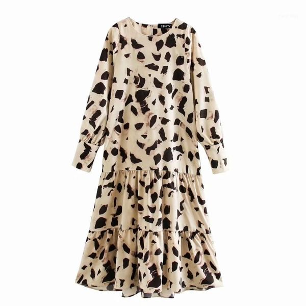 

2020 women vintage o neck long sleeve printing shirtdress female chic pleats vestidos casual straight midi dresses mujer ds31751, Black;gray