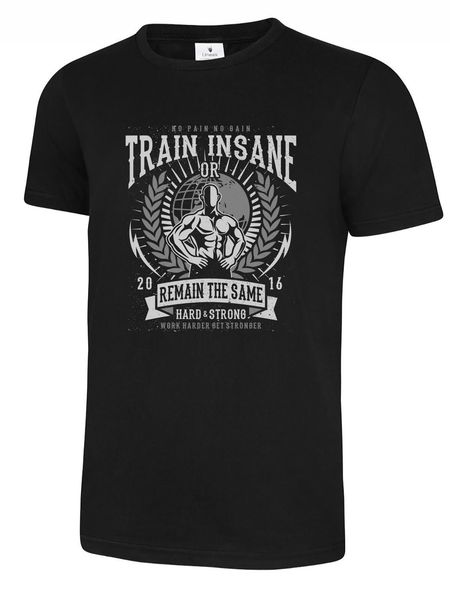 

new arrival 's fashion train insane gymer entrainement musculation motivation t shirt seance print t shirts sport hooded sweatshirt hoo