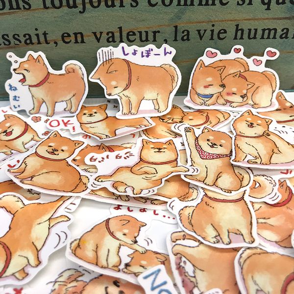 

35pcs cute sticker book material akita dog notebook album diary hobo hand account mobile phone shell diy