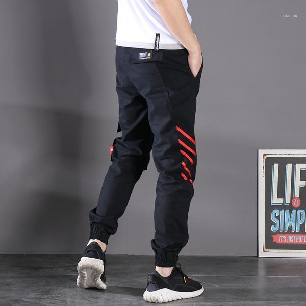

men's jeans autumn ly fashion men loose fit stripe designer casual cargo pants hombre big pocket streetwear hip hop jogger trousers1, Blue