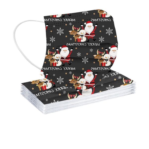 

claus new printed santa christmas disposable 10pcs soft mask for face adults 3-layer women men among us dustproof mondmasker