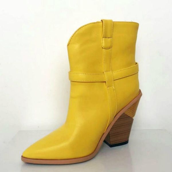 

euro size 34-43 women western mid calf boots pointed toe wedges high heel casual party shoes ladies short cowboy botas1, Black