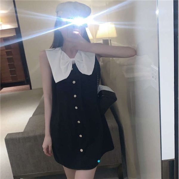 

small french minority design sense a black college style thin hepburn new dress, Black;gray