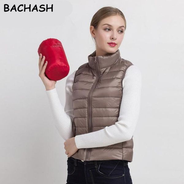 

bachash 2020 winter new 90% white vest stand collar warm slim zipper women fashion short jacket 12 colors black red s-3xl, Black;white