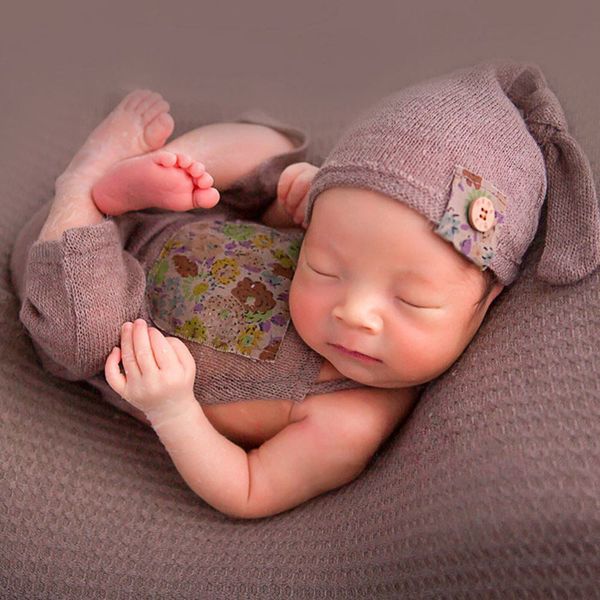 

ylsteed newborn pgraphy clothes baby boy girl p props infant shooting outfits newborn romper set baby knot hat lj201105