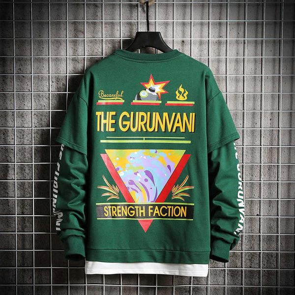 

crewneck sweatshirt men 2020 oversized hip hop japanese streetwear casual men's hoodies sweatshirts male green hoodie, Black