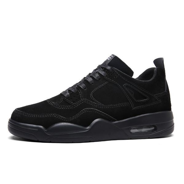 

new winter youth high-shoes boots basketball shoes trend wear-resistant cushioning air sports men's casual flat, Black