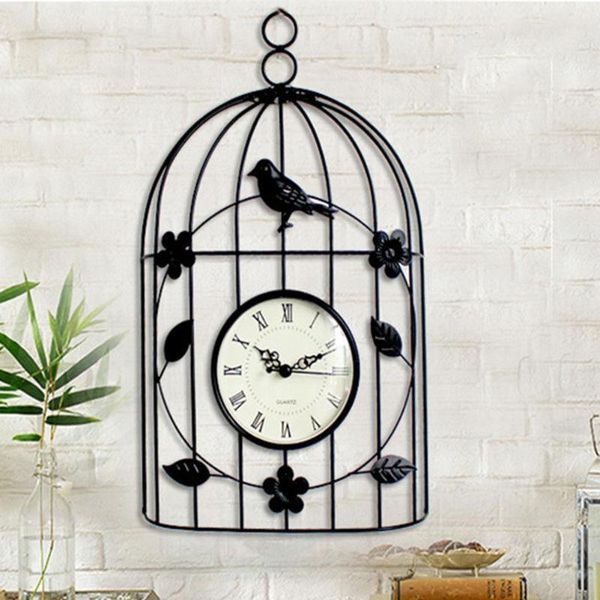 

wall clocks 1pc iron creative art birdcage clock retro mute outdoor waterproof decor indoor hanging home garden bir i8j31