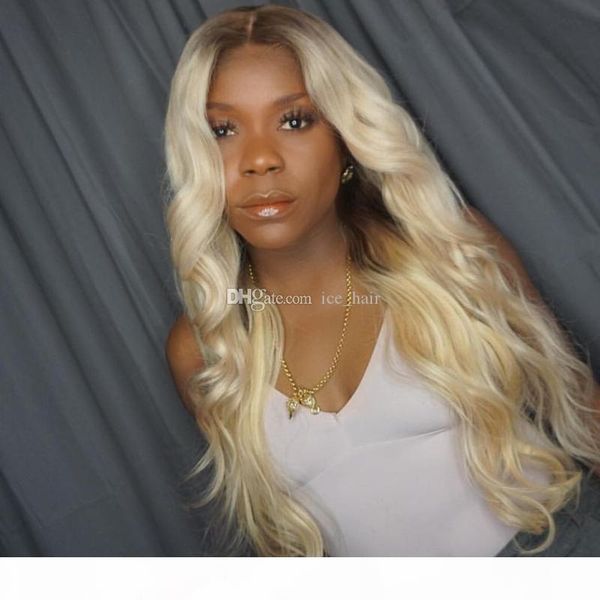 

ombre 4 613 full lace human hair wigs with baby hair 130% density remy hair pre plucked brazilian wigs for black women, Black;brown