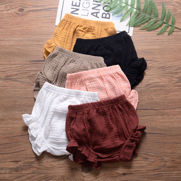 

infant kids harem pants cotton linen shorts newborn baby boys girls short trousers pp pants diaper covers bloomers 0-24 months, Black