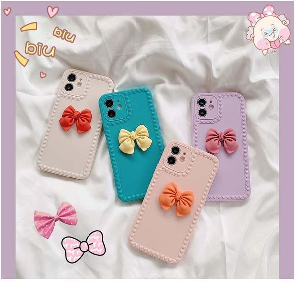 

phone case for iphone 11 12pro se2 7 8 6s plus x xr xs max love heart bowknot candy color bbybva