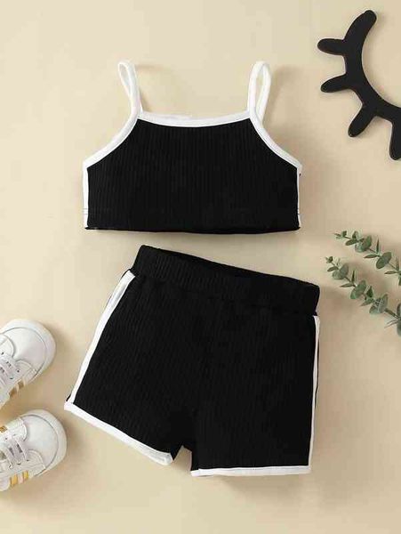

baby contrast binding cami & shorts she, White