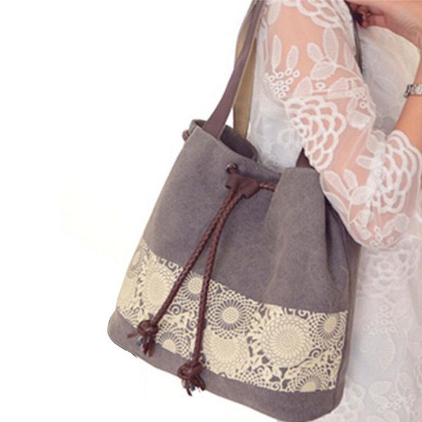 

casual shopper bag handbag women canvas tote shoulder bag vintage printed ladies designer big capacity drawstring tote bolsa