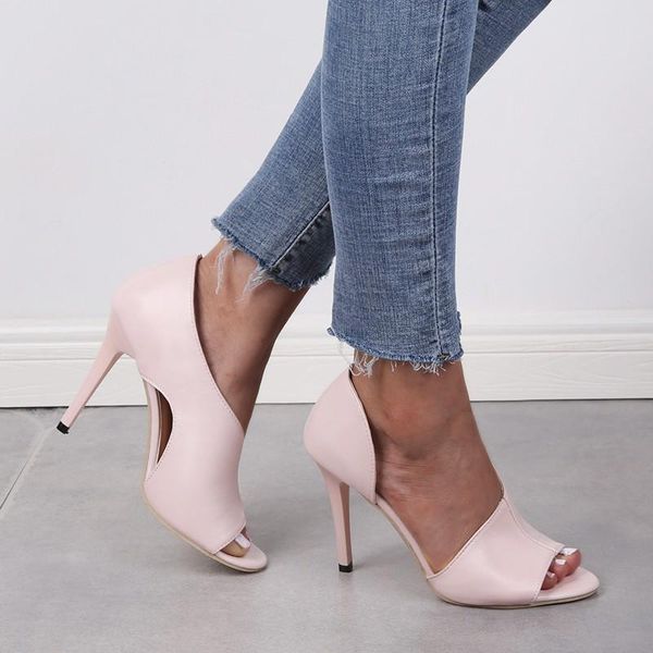 

dress shoes stiletto heels women peep toe side slit fashion leather pumps summer autumn thin drop, Black